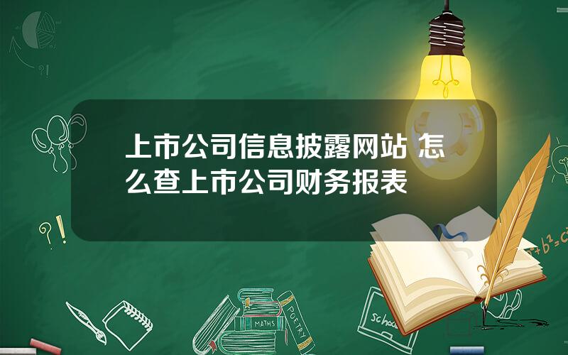 上市公司信息披露网站 怎么查上市公司财务报表